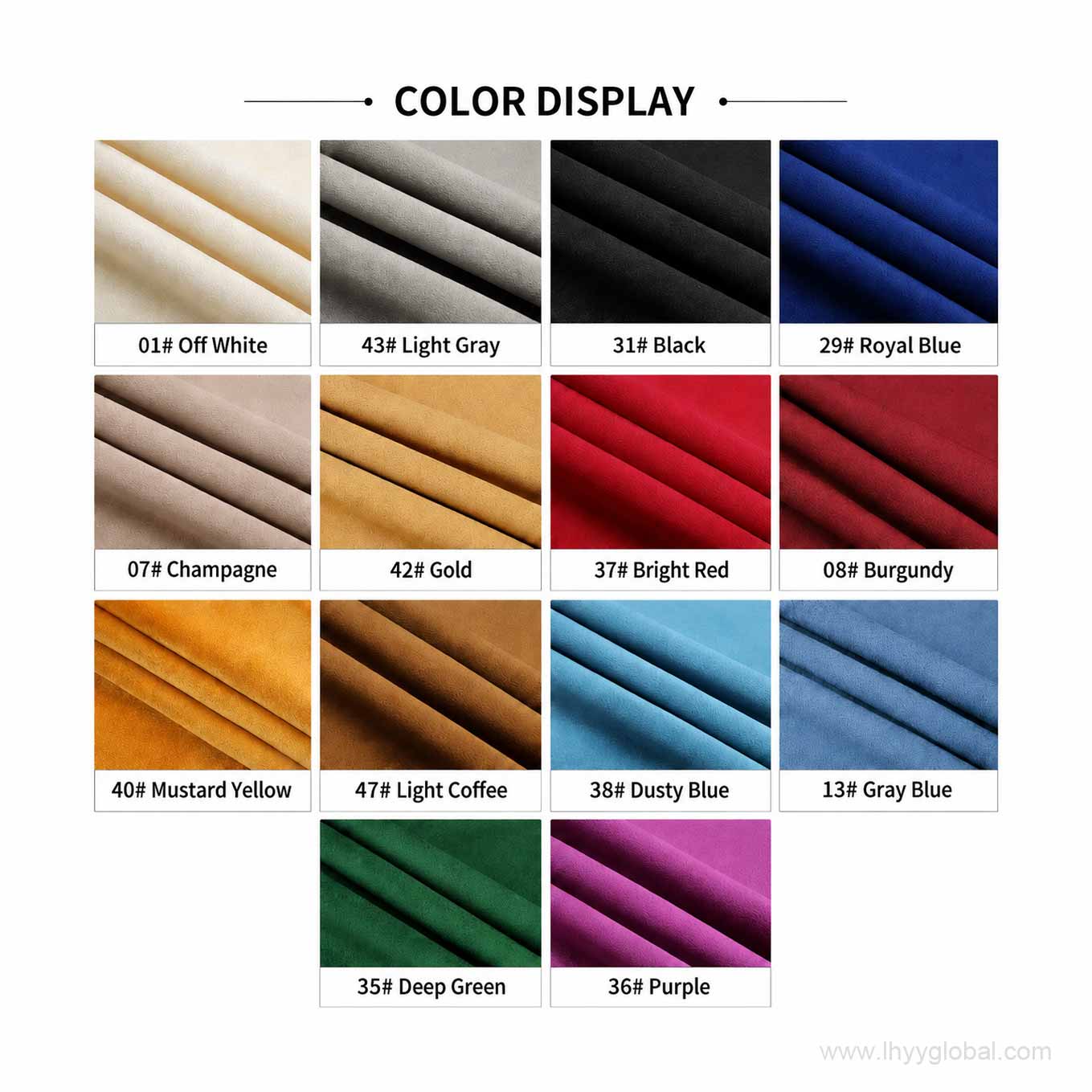 Flannel tablecloth color chart showing 14 available color options