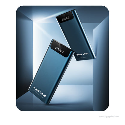 Portable metal M.2 external SSD with customizable surface for corporate branding