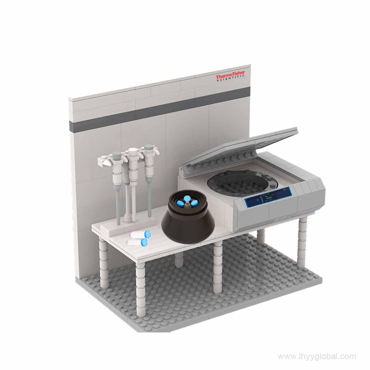 Thermo Scientific benchtop centrifuge and F-Series Finnpipette 276-piece building block laboratory model