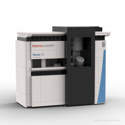 Thermo Scientific Nexsa G2 XPS building block model with a white body, black central opening and blue side accent
