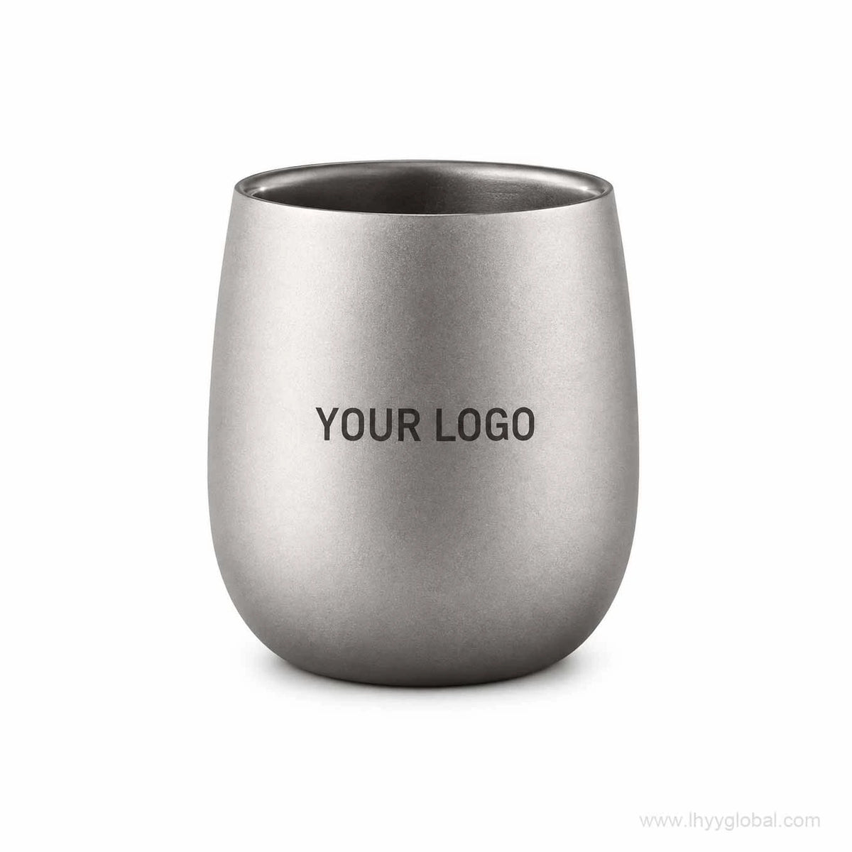 Custom logo pure titanium double-wall egg-shaped cup, 240 mL / 8.12 fl oz