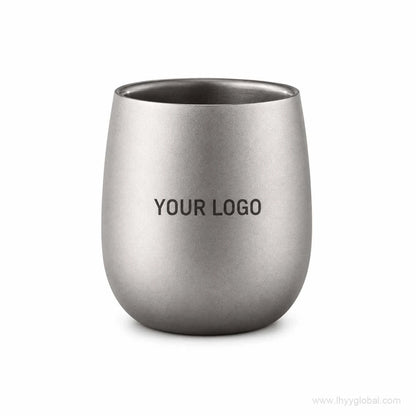 Custom logo pure titanium double-wall egg-shaped cup, 240 mL / 8.12 fl oz