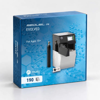 Blue PacBio Sequel IIe gift box marked 190 pieces and ages 15 plus