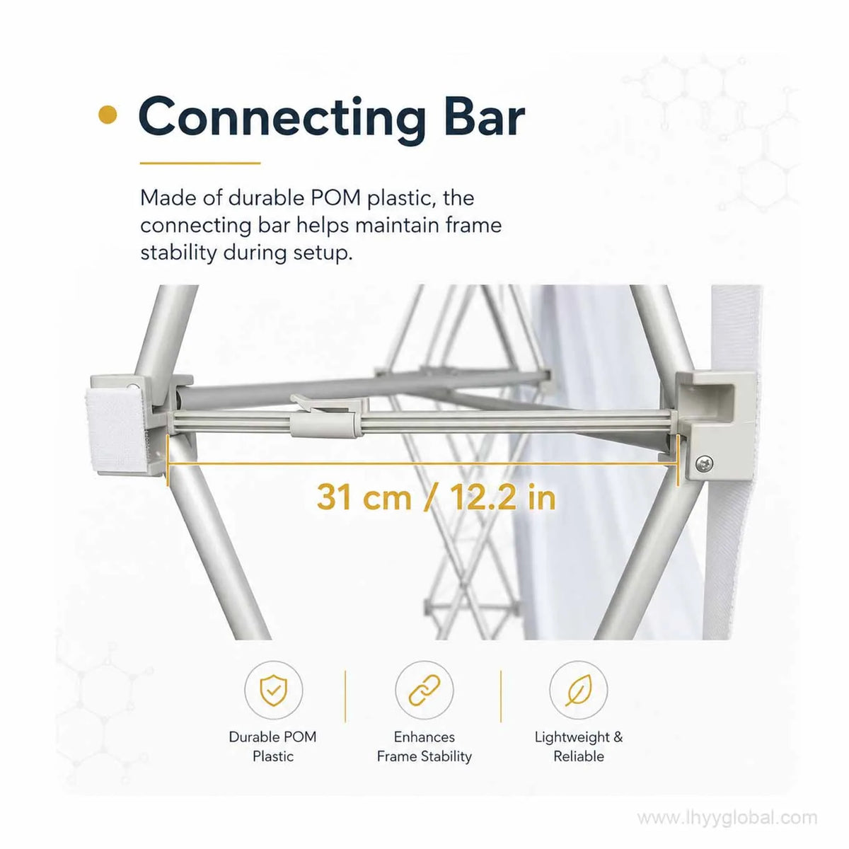 31 cm 12.2 in POM connecting bar for 10 ft straight pop-up display frame