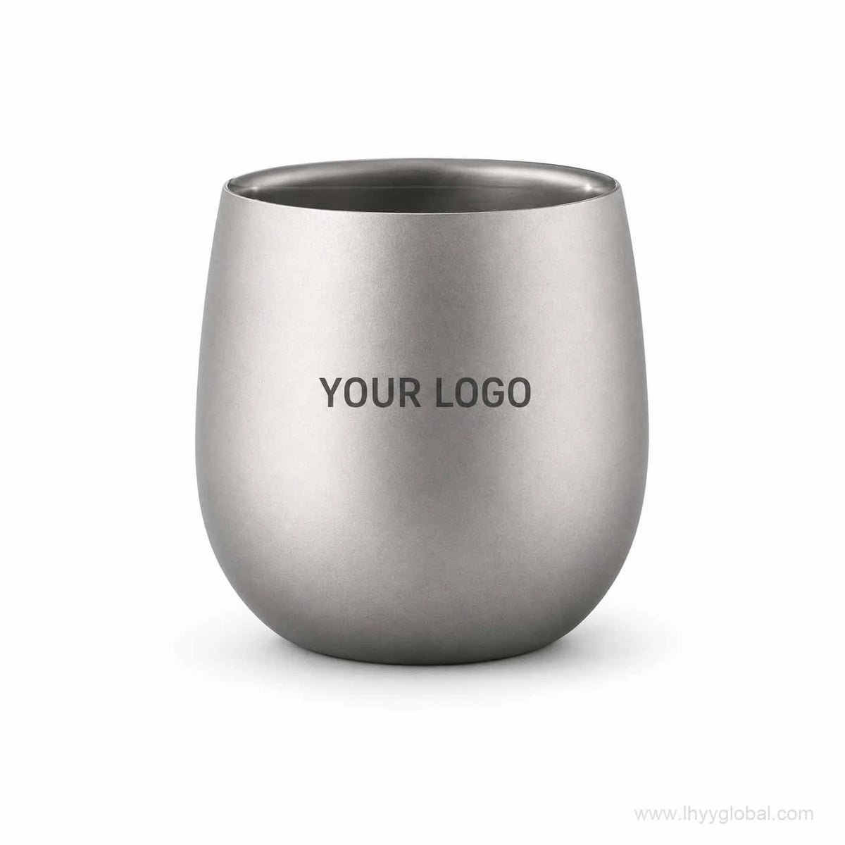 Custom logo pure titanium double-wall egg-shaped cup, 120 mL / 4.06 fl oz