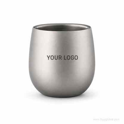 Custom logo pure titanium double-wall egg-shaped cup, 120 mL / 4.06 fl oz