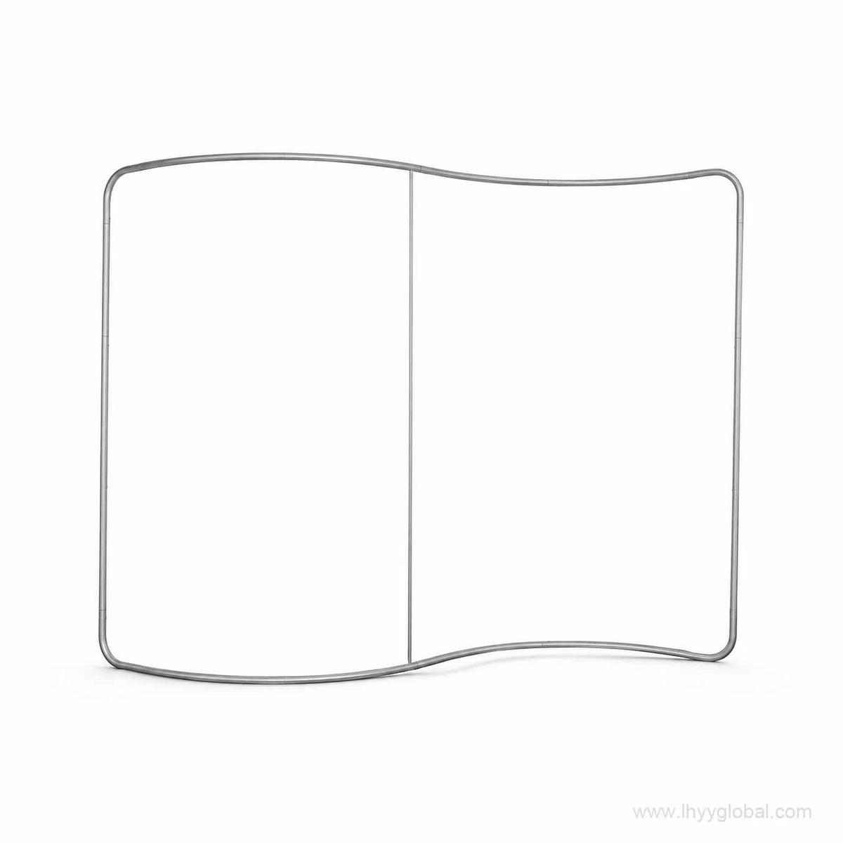 Bare aluminum tube frame for a 10 ft S-shaped tension fabric trade show backdrop