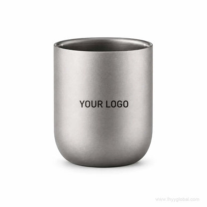 Custom logo pure titanium double-wall straight-shaped cup, 240 mL / 8.12 fl oz