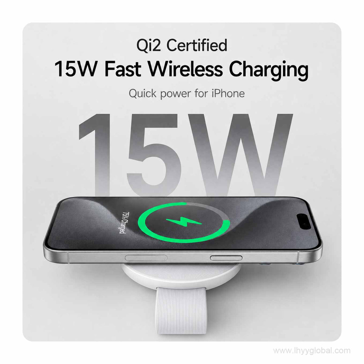 15W magnetic wireless phone charger with foldable portable charging design