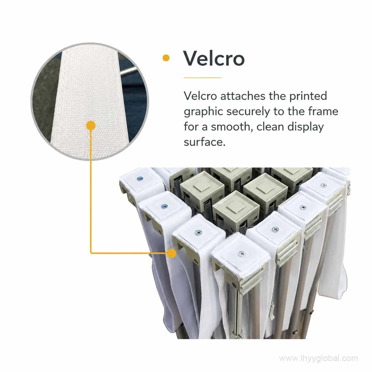 Hook-and-loop fabric attachment system for replaceable printed pop-up display graphics