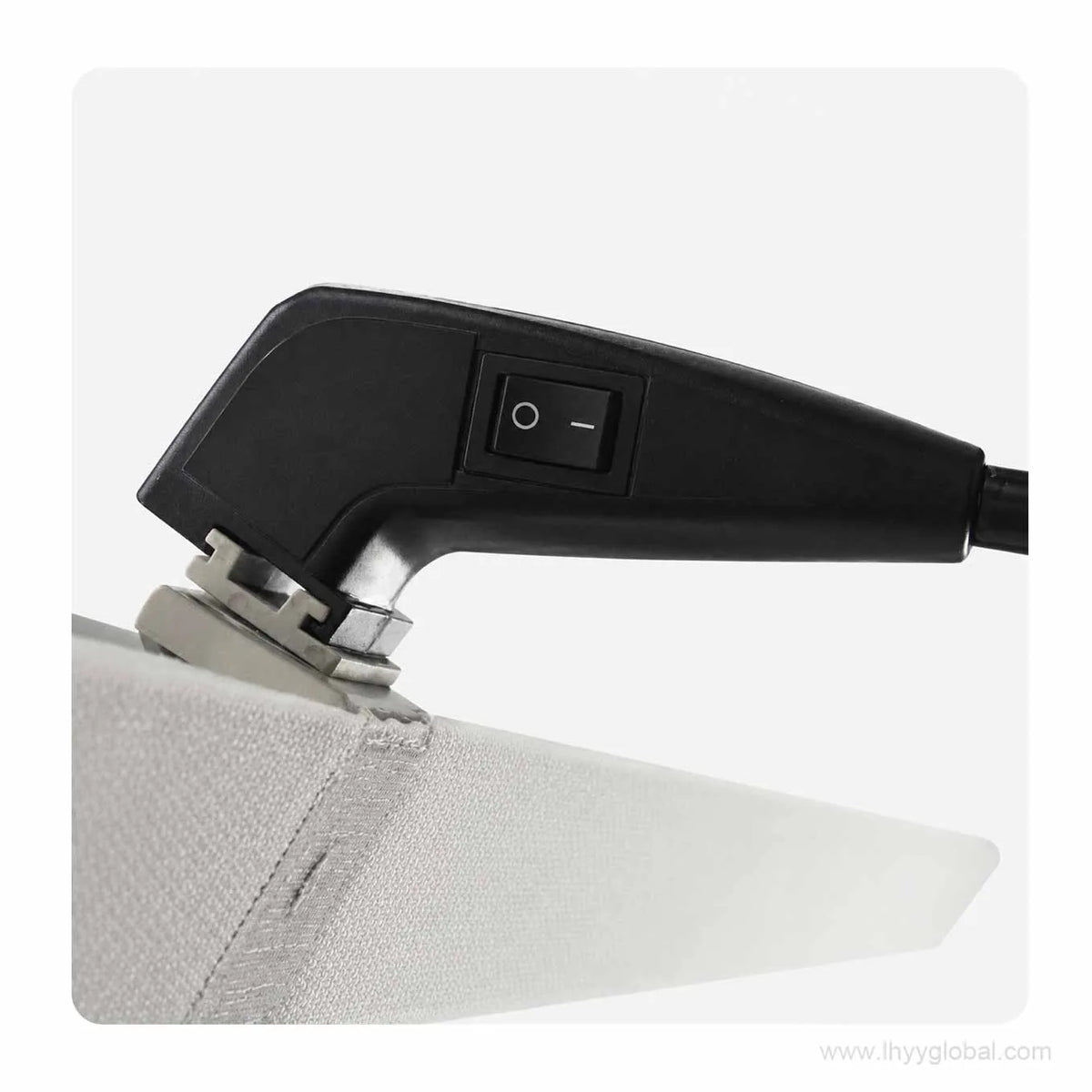 Optional LED spotlight mounted on the top of a straight pop-up trade show display