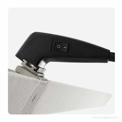 Optional LED spotlight mounted on the top of a straight pop-up trade show display