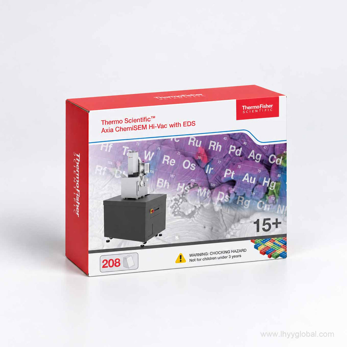 Axia ChemiSEM Hi-Vac with EDS building block set box showing 208 pieces and the recommended age of 15+