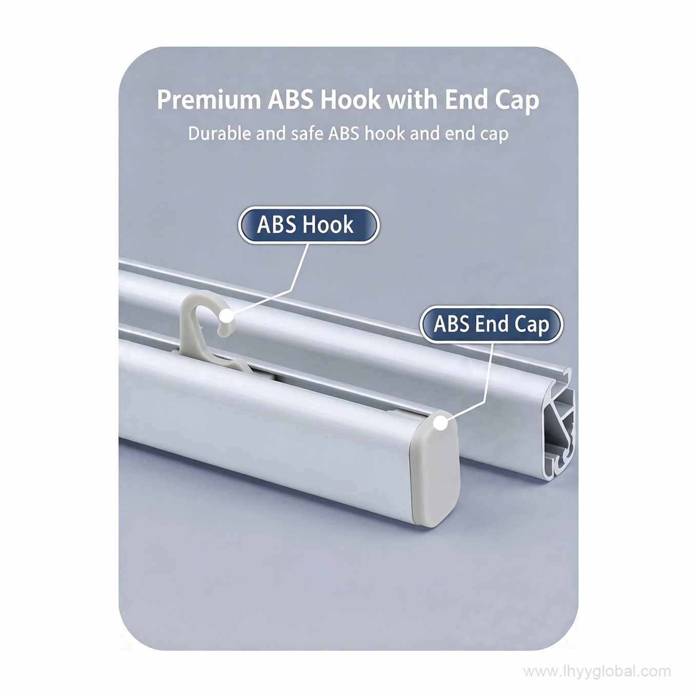 Side view of the silver aluminum poster hanger profile