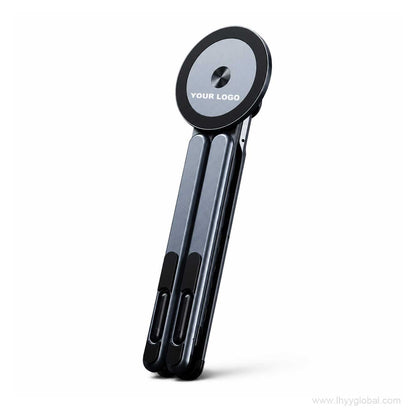 Custom branded aluminum magnetic phone stand with compact foldable support arms