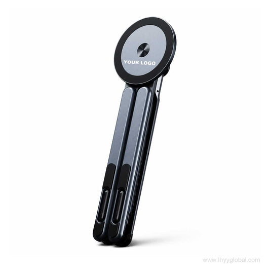 Custom branded aluminum magnetic phone stand with compact foldable support arms