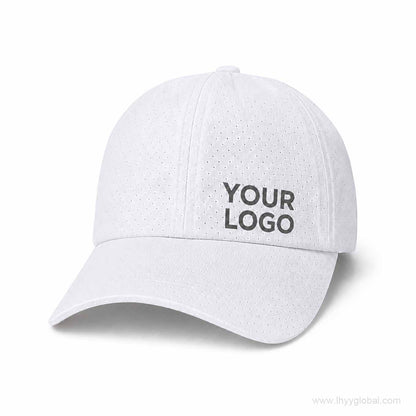 White breathable quick-dry baseball cap with YOUR LOGO front customization mockup