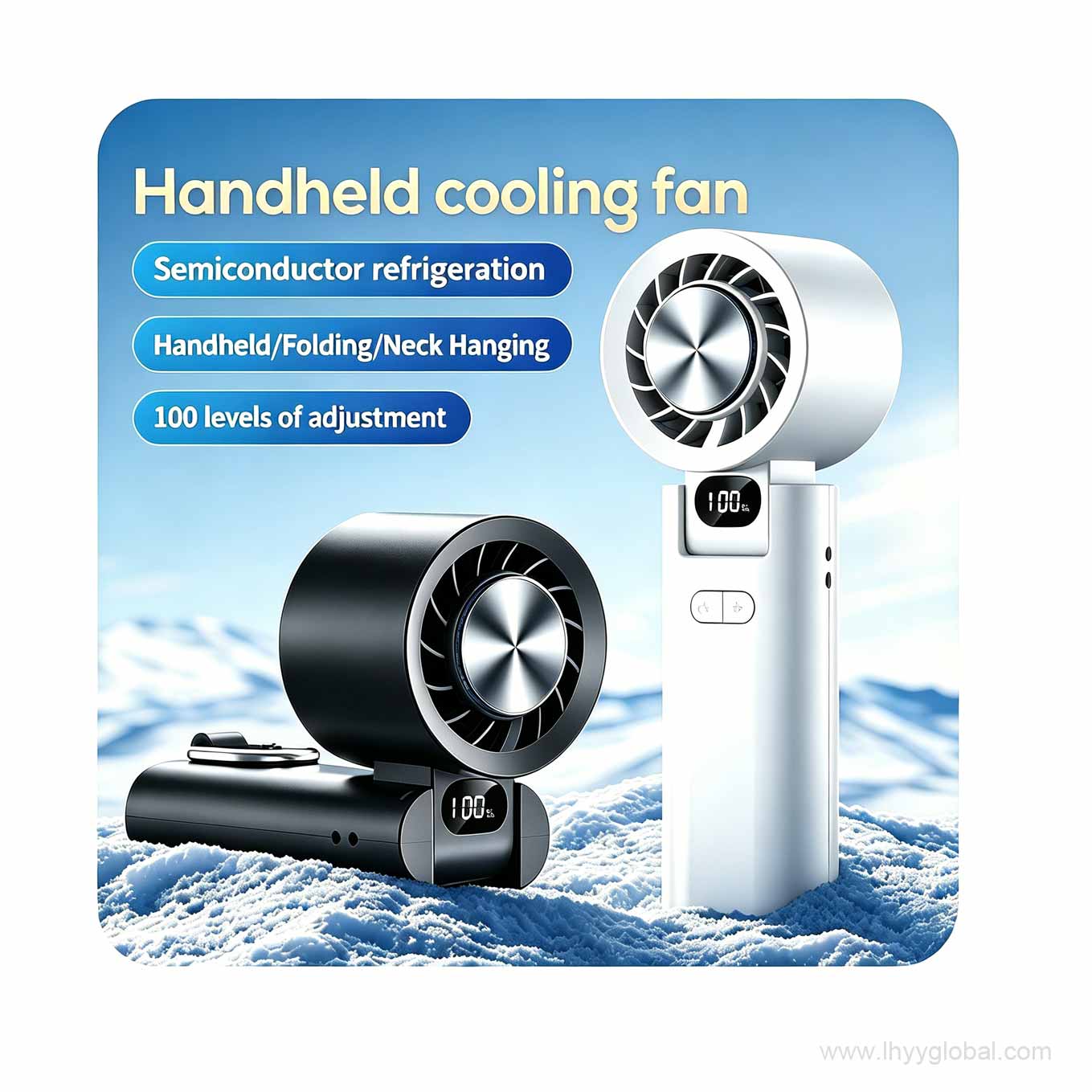 Custom logo semiconductor cooling handheld fan with foldable design