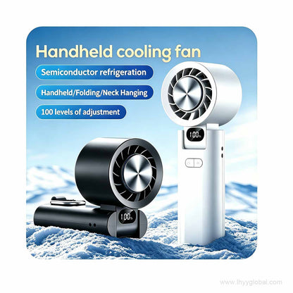 Custom logo semiconductor cooling handheld fan with foldable design