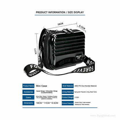 Custom mini hard shell case specifications with 18 by 11 by 6.5 cm dimensions