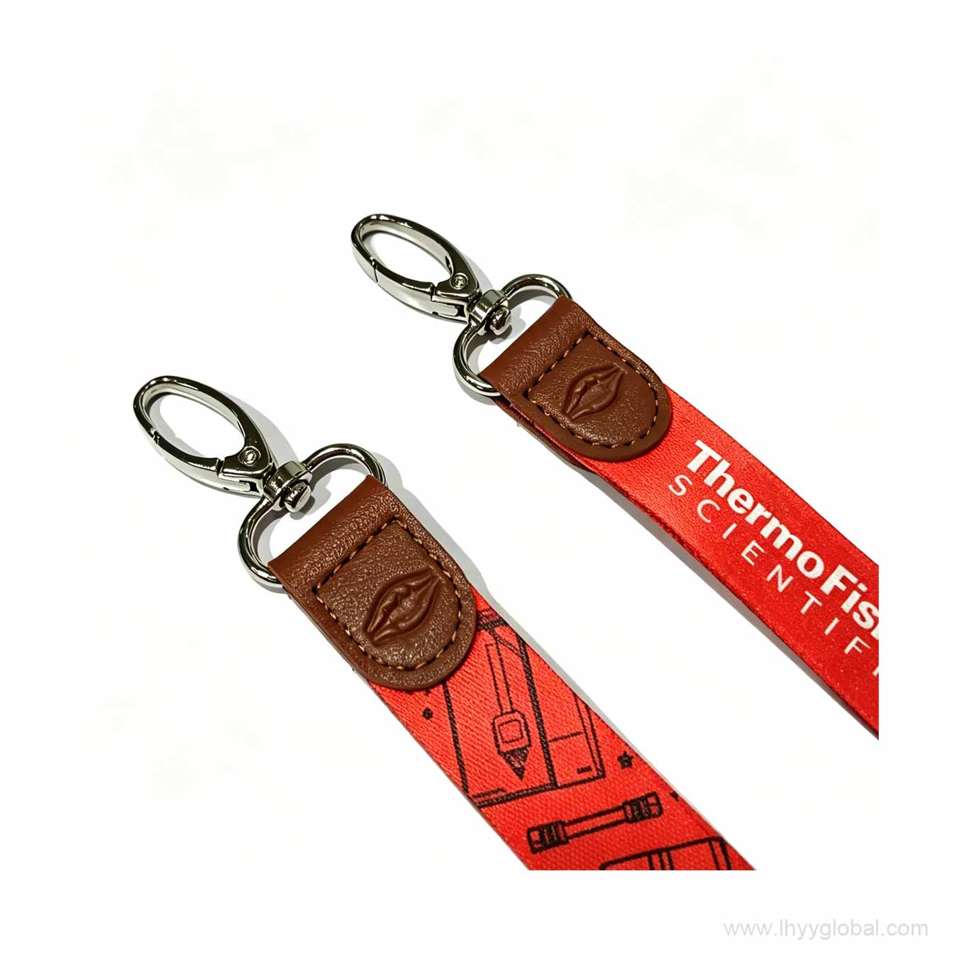 Red custom lanyard with metal swivel hook for corporate branding