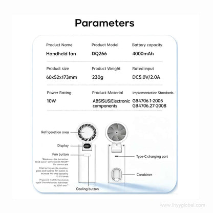 Product specifications for custom semiconductor cooling handheld fan