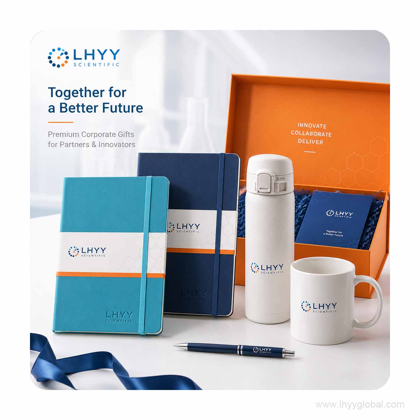 Custom branded gift set for scientific customers distributors and channel partners