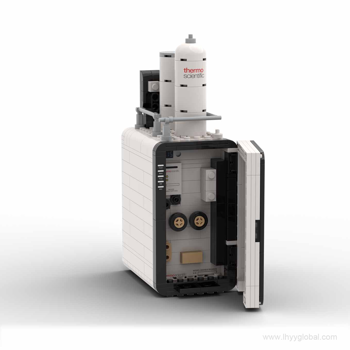 Front view of the Dionex Inuvion IC-inspired building block display model on a white background