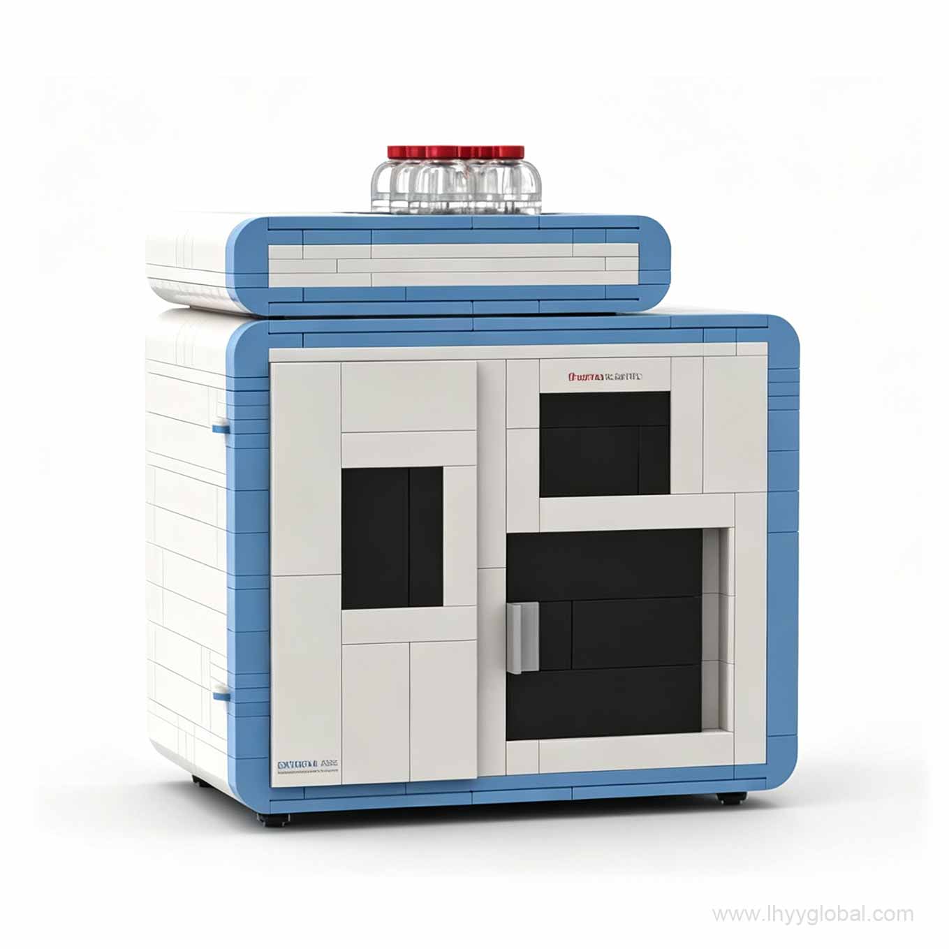 Front-right angle of Extreva ASE scientific instrument promotional block model