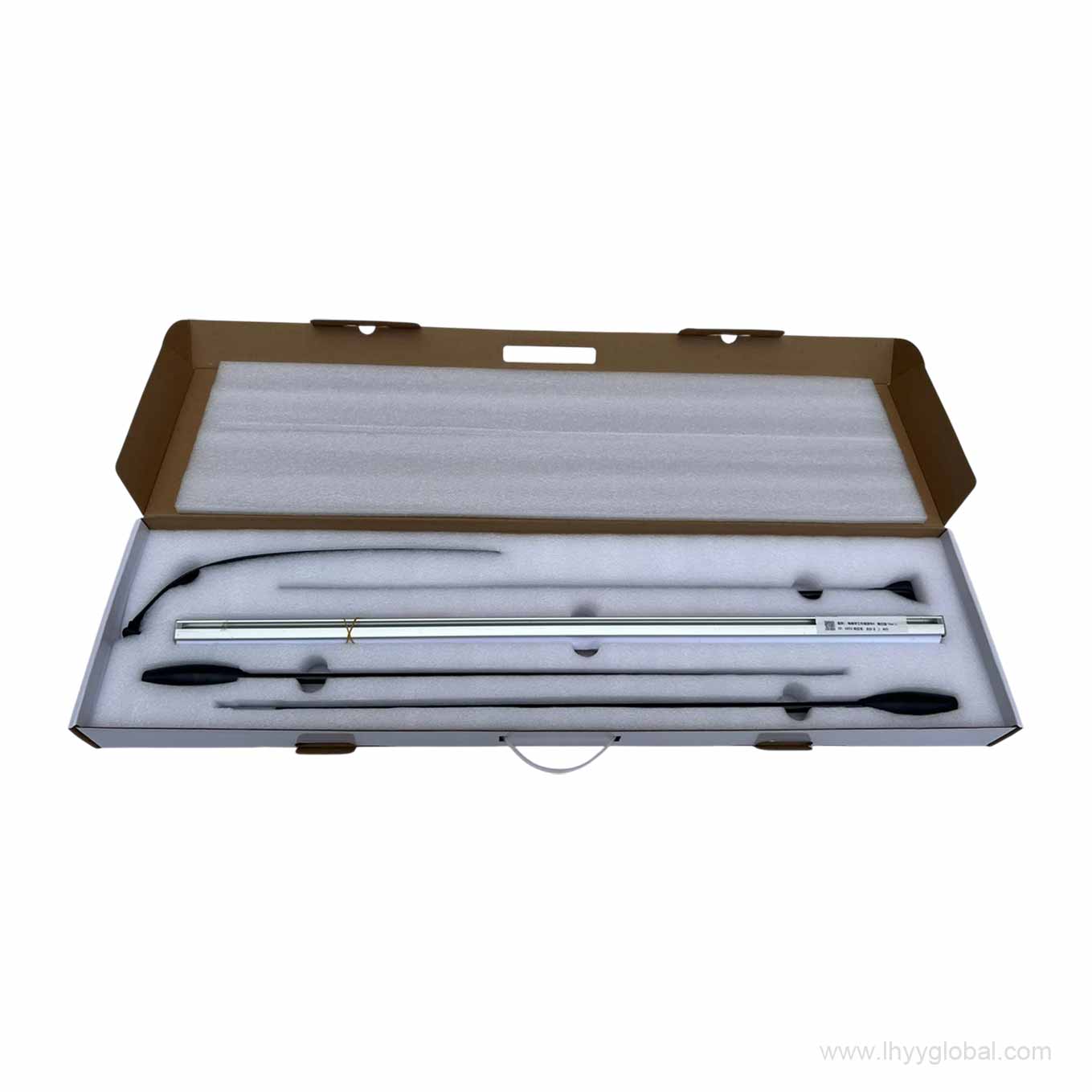 Open hard travel case with EVA foam compartments for GH-703 banner stand components
