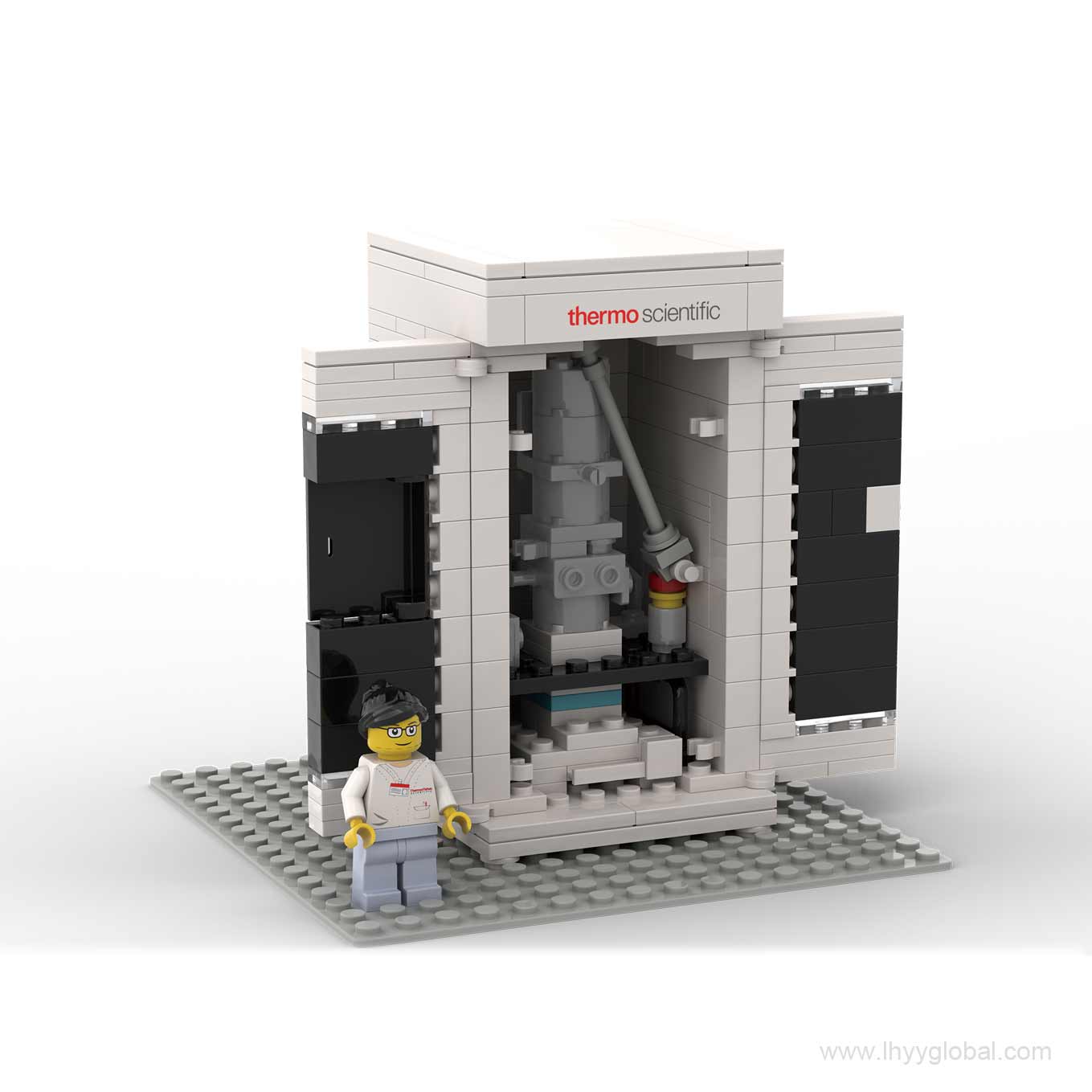 Krios G4 Cryo-TEM building block model with opening side panel and interior details