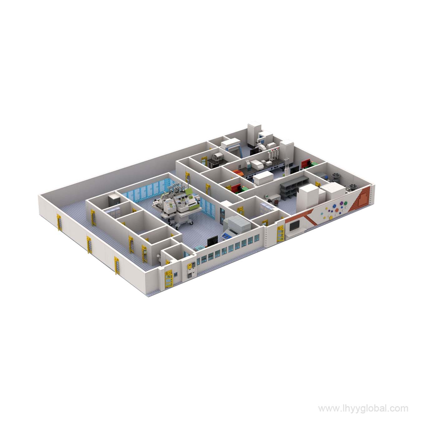Custom Lego-compatible Miltenyi Biotec automated laboratory scene building block model overview - LHYY.