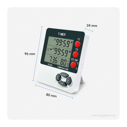 DTH-192 dual-channel digital timer dimensions showing 80 mm width, 96 mm height and 24 mm depth