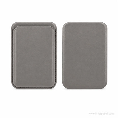Titanium gray MagSafe-compatible phone wallet shown from front and back