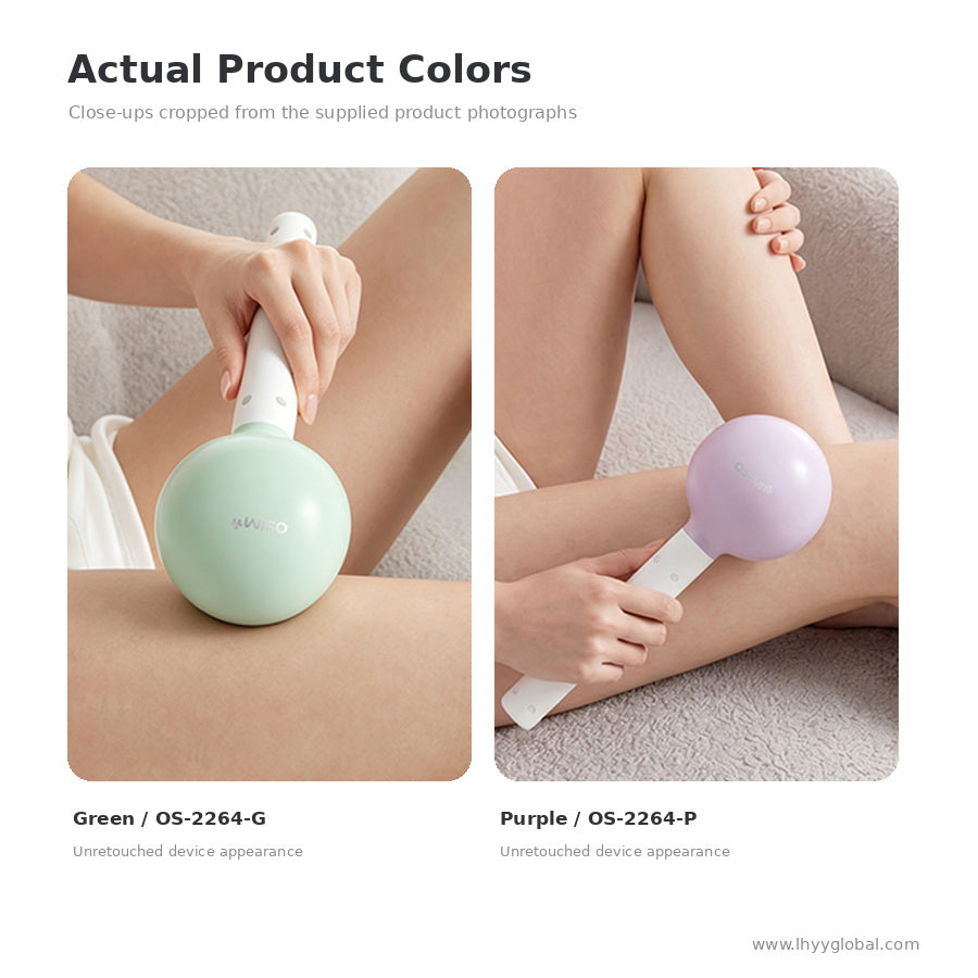Close-up comparison of OSIM uLolly OS-2264 in Green and Purple