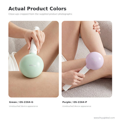 Close-up comparison of OSIM uLolly OS-2264 in Green and Purple