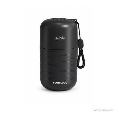 Black cylindrical portable toothbrush holder and travel rinse cup