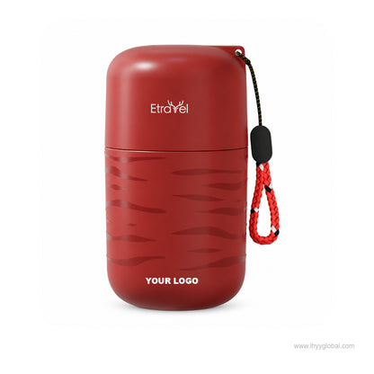 Red cylindrical portable toothbrush holder and travel rinse cup