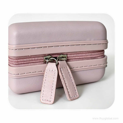 Detail shot of the premium dual-zipper pullers with leather-textured tags, ensuring smooth and secure closure on the corporate mini case.
