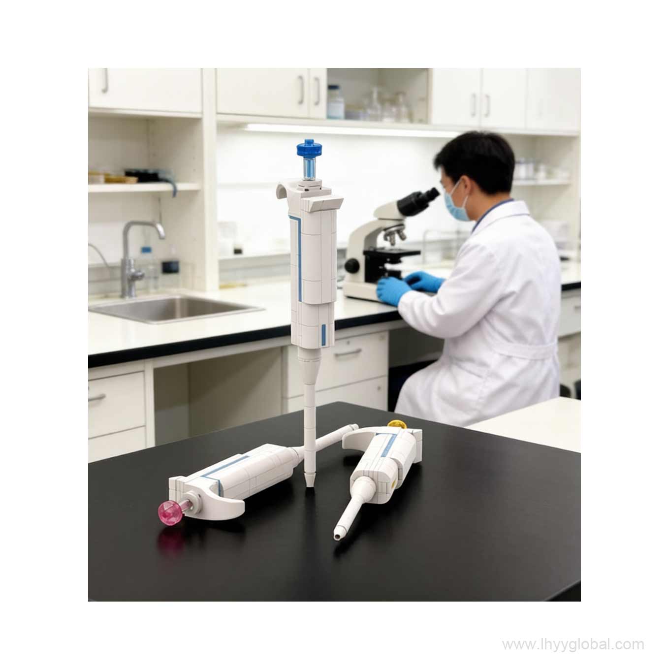 Laboratory professional using a pipette in a life science laboratory