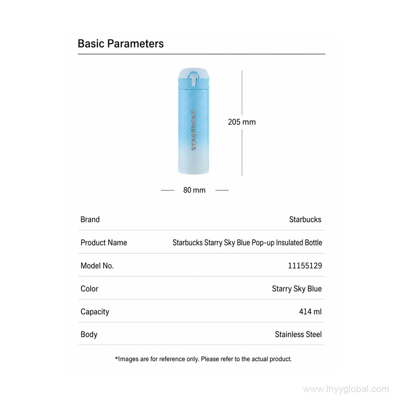 Starbucks 414ml insulated bottle product specifications