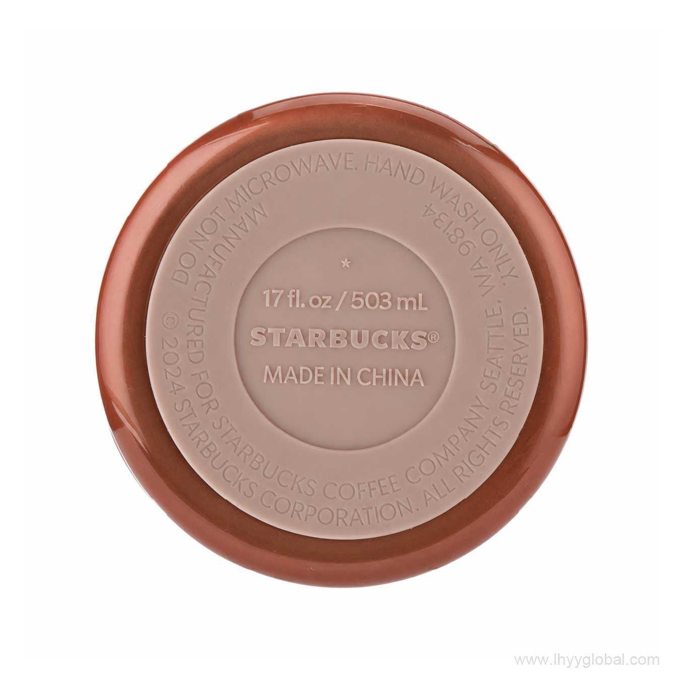 Base markings showing 503 mL capacity and care instructions on the Starbucks bottle