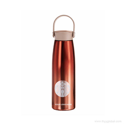 Starbucks Lucky Red 503 mL handled bottle with corporate logo placement mockup