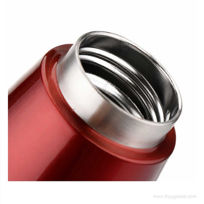 Wide stainless steel opening of the Starbucks Lucky Red handled bottle