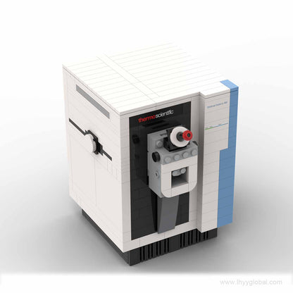 Rendered branded packaging mockup for the 261-piece Orbitrap Exploris 480 building block model