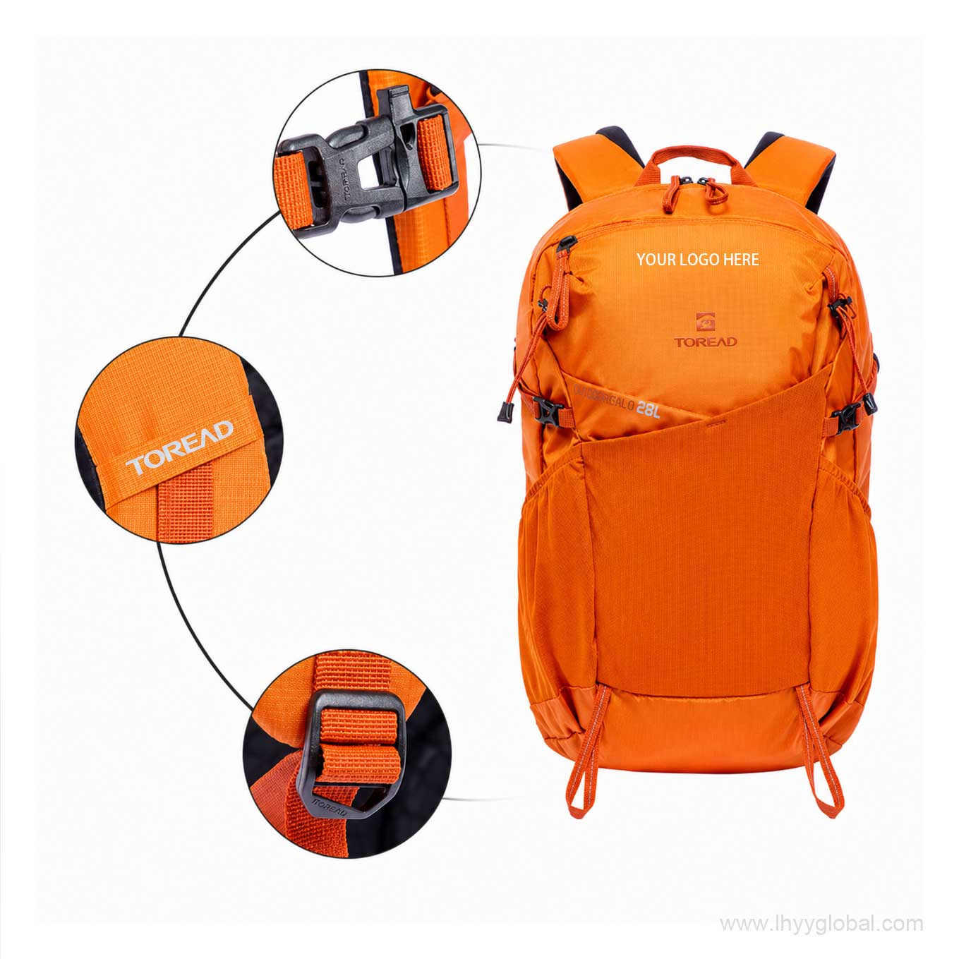 TOREAD 26L backpack buckle, strap and adjustment hardware details