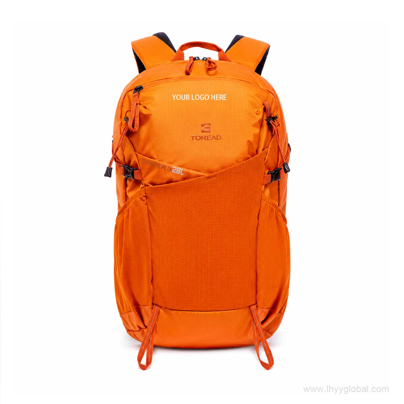 Rear view of TOREAD 26L hiking backpack with padded BES carrying system