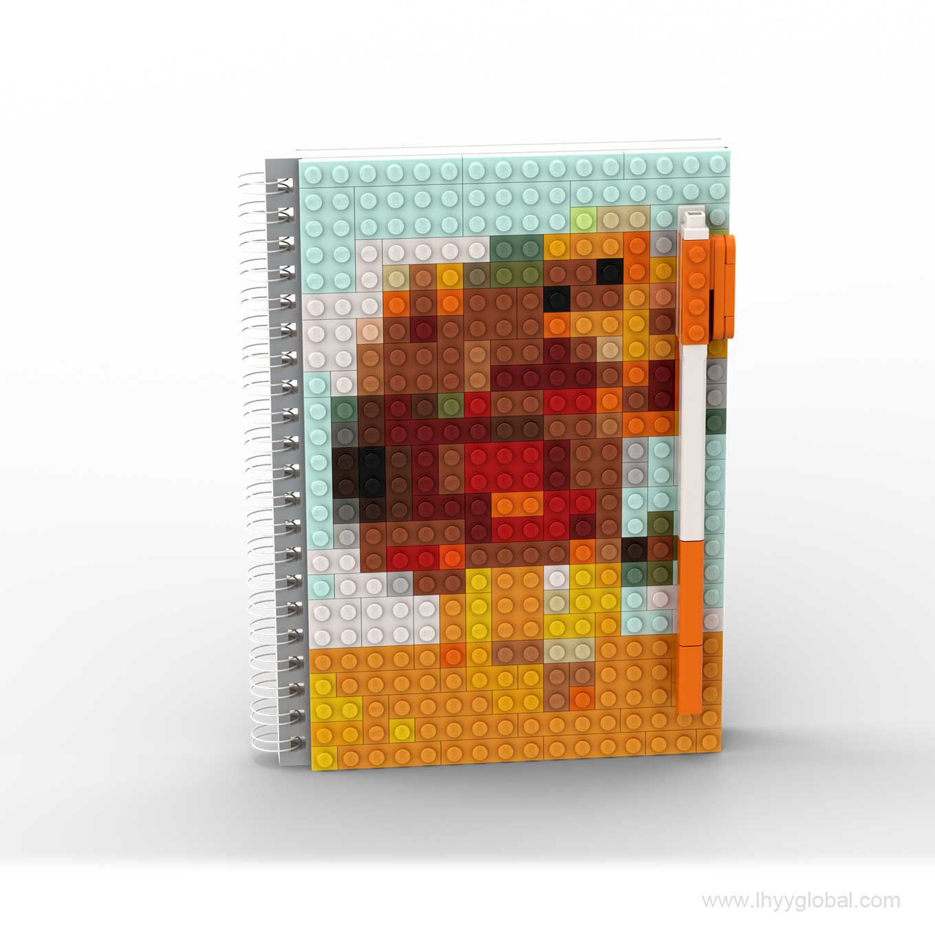 Sunflowers in a Vase inspired pixel art notebook for custom corporate gifting